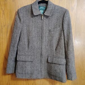 Vintage Lauren Ralph Lauren 12 Jacket Brown Wool Tweed Herringbone Lined